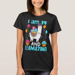 I Am 14 And Llamazing 14th Birthday For Llama T-Shirt
