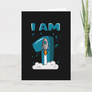 I AM 1 YEAR OLD 1st Birthday Toddler Space Card