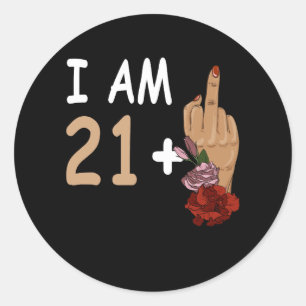 I Am 20 Plus 1 Mid Finger For A 22th Birthday 22 Y Classic Round Sticker