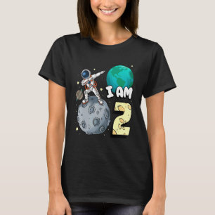 I Am 2 Space Astronaut Kid Moon Walker 2nd Birthda T-Shirt