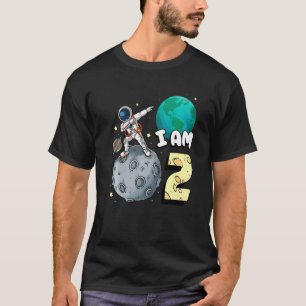 I Am 2 Space Astronaut Kid Moon Walker 2nd Birthda T-Shirt
