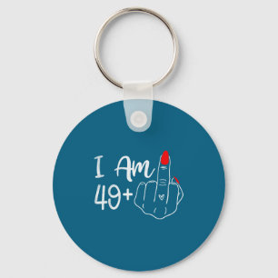 I Am 49 Plus 1 Middle Finger Funny 50th Birthday W Keychain
