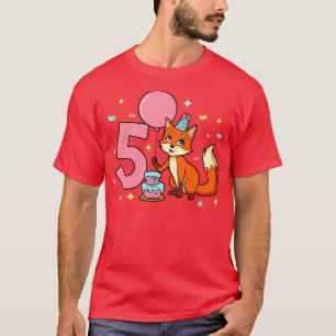 I am 5 with fox girl birthday 5 years old T-Shirt