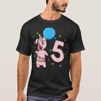 I am 5 with pig kids birthday 5 years old T-Shirt
