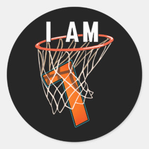 I Am 7 Basketball Themed 7th Birthday Party Celebr Classic Round Sticker