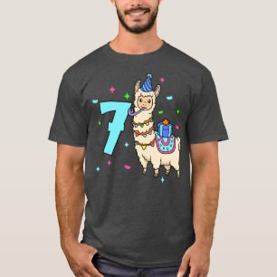 I am 7 with Lama kids birthday 7 years old T-Shirt