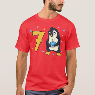 I am 7 with penguin kids birthday 7 years old T-Shirt