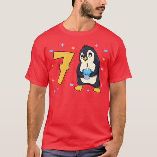 I am 7 with penguin kids birthday 7 years old T-Shirt
