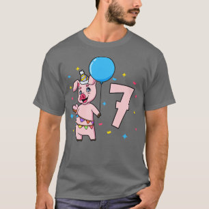 I am 7 with pig kids birthday 7 years old T-Shirt
