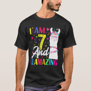 I Am 7 Years Old And Llamazing Llama 7th Birthday T-Shirt