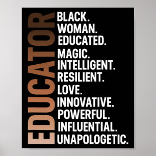 I Am A Black Educator Afro Woman Black History Mon Poster
