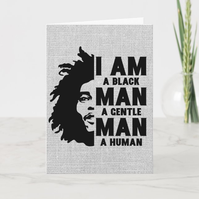 I Am A Black Man Afro Dreads Grey Customizable Card (Front)