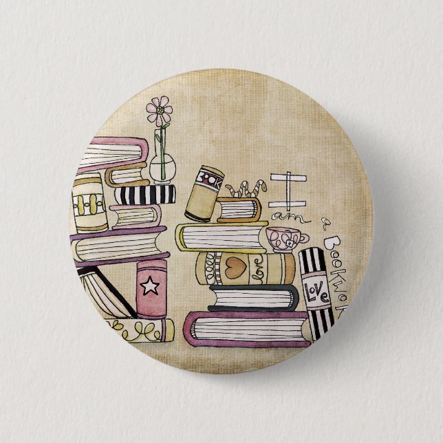 i am a bookworm 2 inch round button (Front)