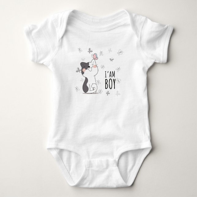I Am A Boy Baby Bodysuit (Front)