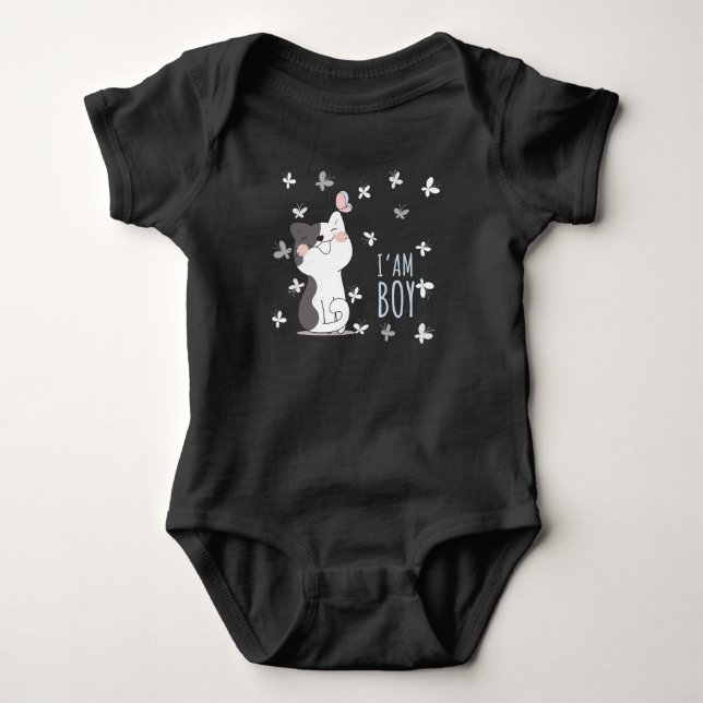 I Am A Boy Baby Bodysuit (Front)