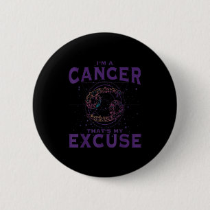 I Am A Cancer Zodiac Sign Graphic Art Crab Horosco 2 Inch Round Button