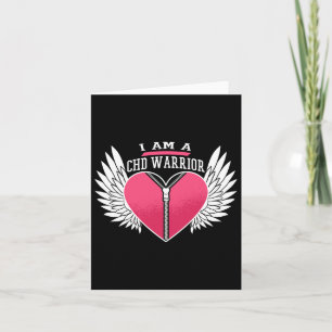 I Am A Chd Warrior Zipper Heart With Angel Wings Card