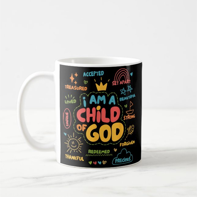 I am a Child of God Christian Retro Jesus Faith De Coffee Mug (Left)