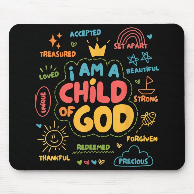 I am a Child of God Christian Retro Jesus Faith De Mouse Pad (Front)