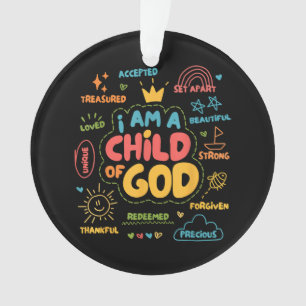 I am a Child of God Christian Retro Jesus Faith De Ornament