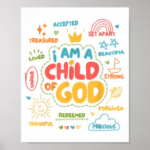 I am a Child of God Christian Retro Jesus Faith De Poster