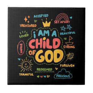 I am a Child of God Christian Retro Jesus Faith De Tile