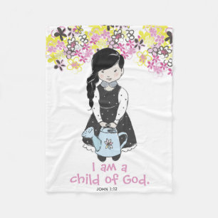 I am a child of God girl and flowers Fleece Blanket