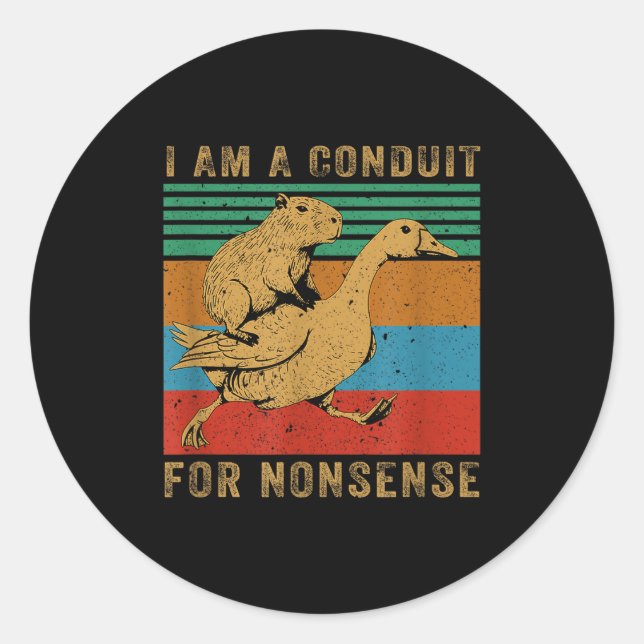 I Am A Conduit For Nonsense Capybara Goose  Classic Round Sticker (Front)