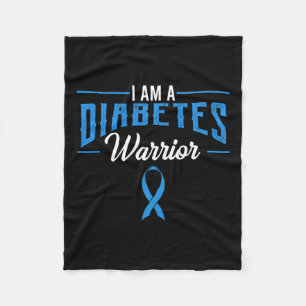 I Am A Diabetes Warrior Awareness Ribbon Diabetic Fleece Blanket