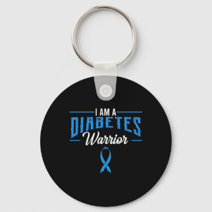 I Am A Diabetes Warrior Awareness Ribbon Diabetic Keychain
