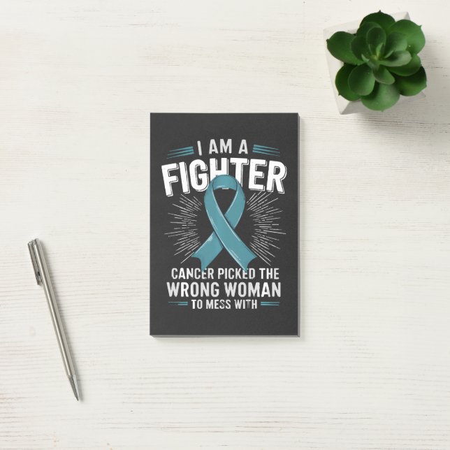 I Am A Fighter Cancer Picked The Wrong Woman Post-it Notes (Office)