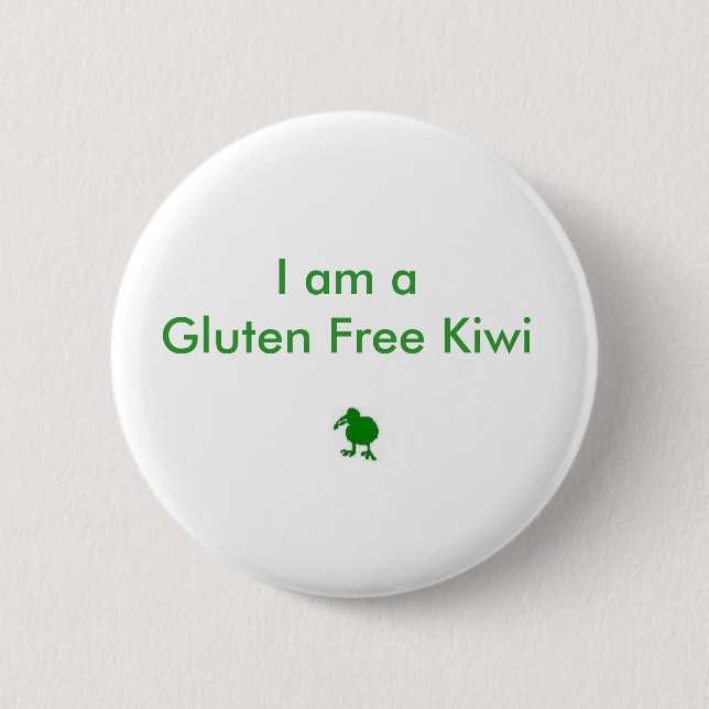 I Am A Gluten Free Kiwi Badge 2 Inch Round Button (Front)