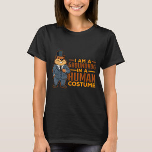 I Am A Groundhog In A Human Costume Happy Groundho T-Shirt