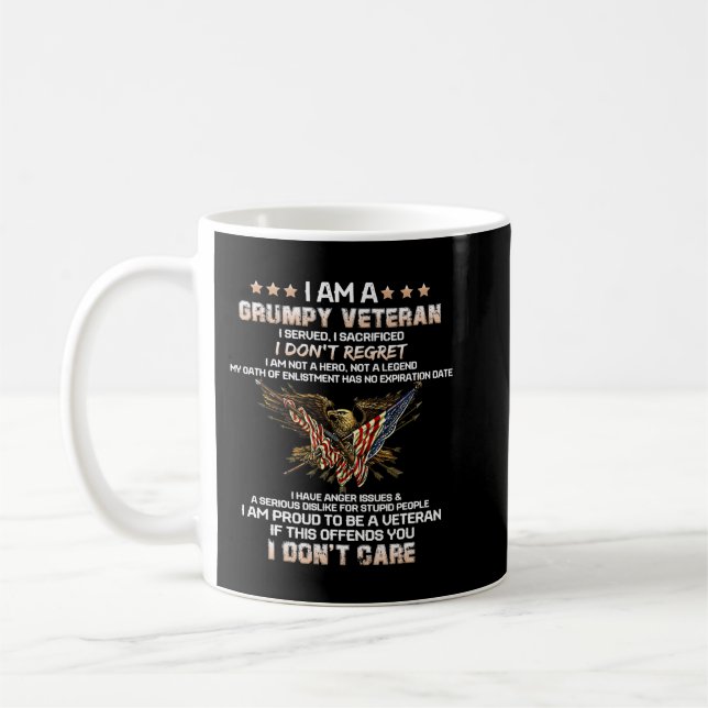 I Am A Grumpy Old Veteran Us Flag Tee Fathers Day  Coffee Mug (Left)