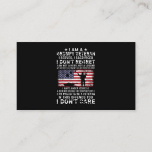 I Am A Grumpy Veteran I Served I Sacrificed I Don' Business Card