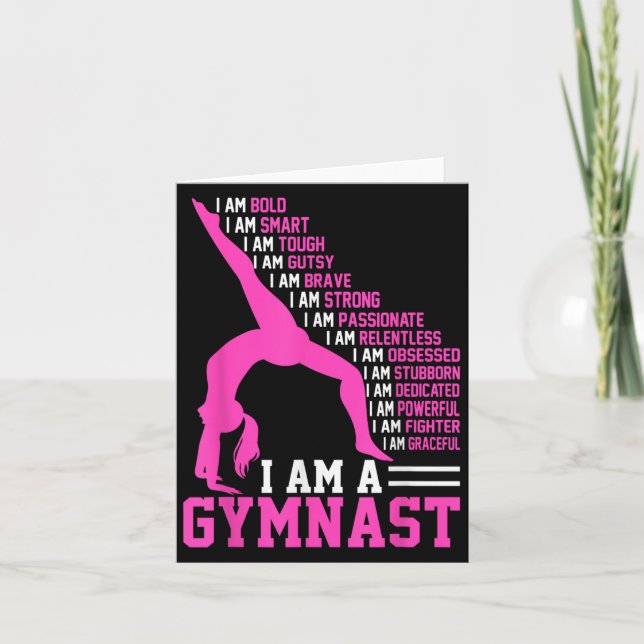 I Am A Gymnast Motivation Handstand Gymnastics Wom Card (Front)