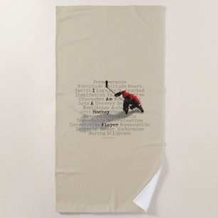 I am a Hockey Player Beach Towel