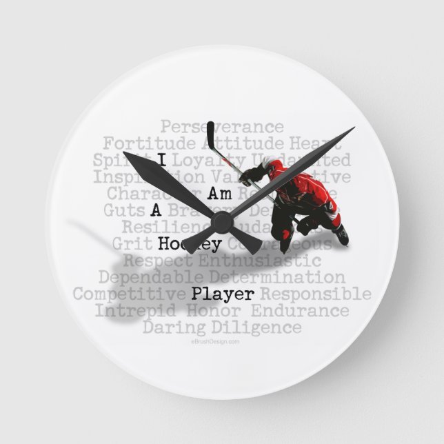 I am a Hockey Player Round Clock (Front)