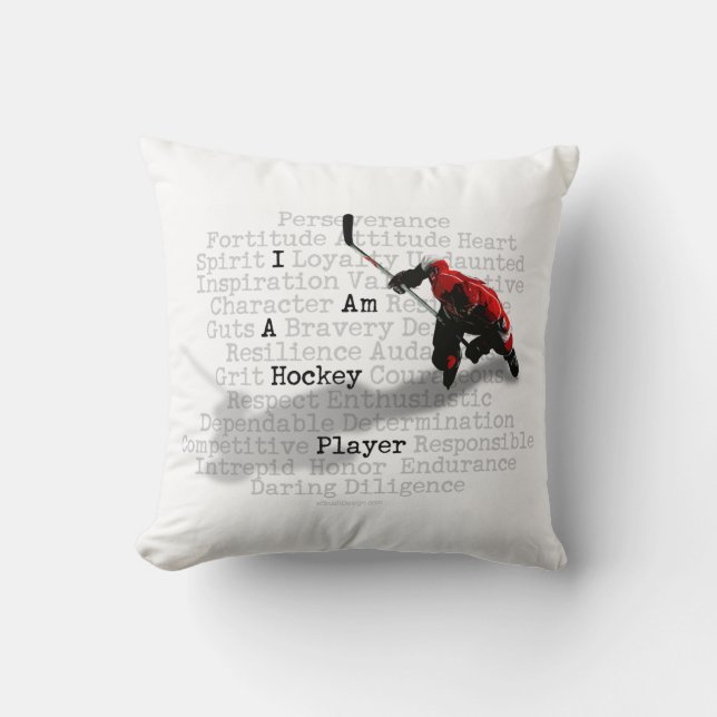 I Am A Hockey Player Throw Pillow (Front)