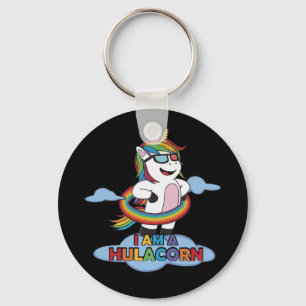 I am a Hulacorn Hula Hoop Unicorn Lover Rainbow Keychain