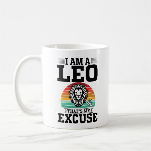 I Am A Leo Thats My Excuse Funny Retro Sunset Lion Coffee Mug