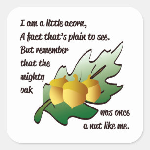 "I am a little acorn" poem Square Sticker