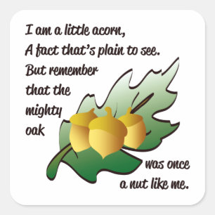 "I am a little acorn" poem Square Sticker