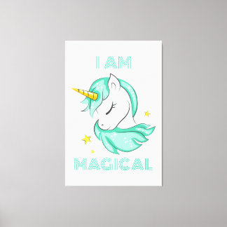 I am a magical shining blue unicorn canvas print