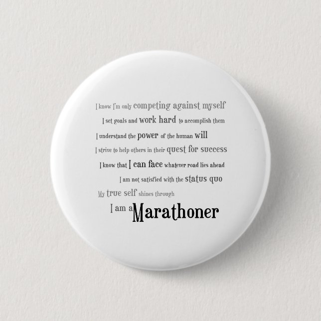 I am a Marathoner 2 Inch Round Button (Front)