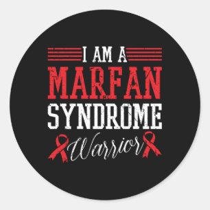 I Am A Marfan Syndrome Warrior Red Ribbon Awarenes Classic Round Sticker