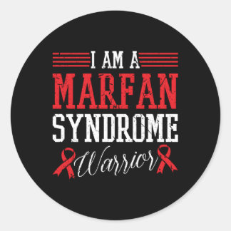 I Am A Marfan Syndrome Warrior Red Ribbon Awarenes Classic Round Sticker