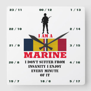 I AM A-MARINE SQUARE WALL CLOCK