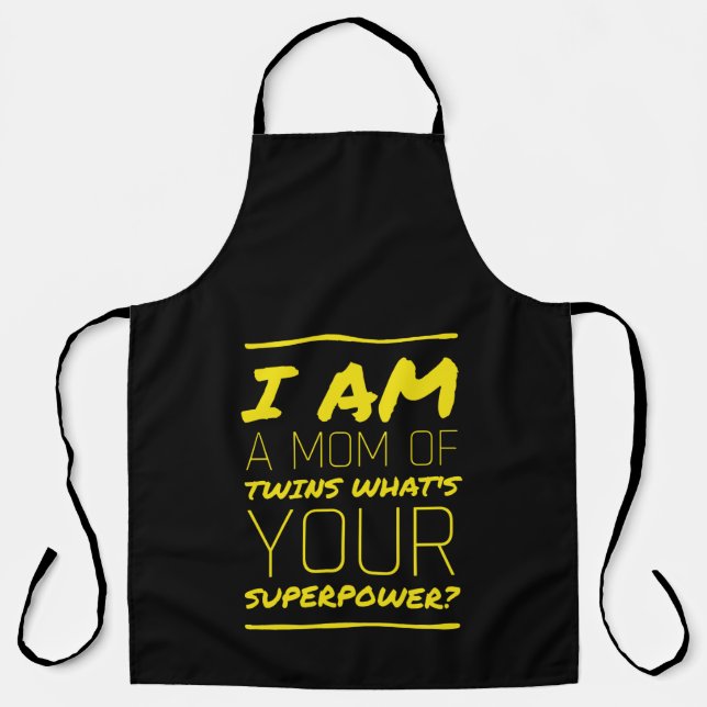 I am a mom of twins what’s your superpower apron (Front)