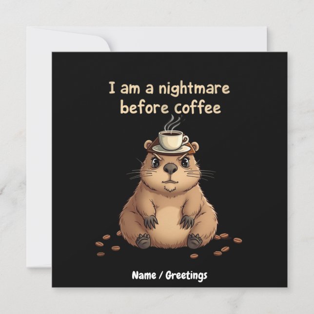 I Am a Nightmare Before Coffee, Lovers Motto Invitation (Front)